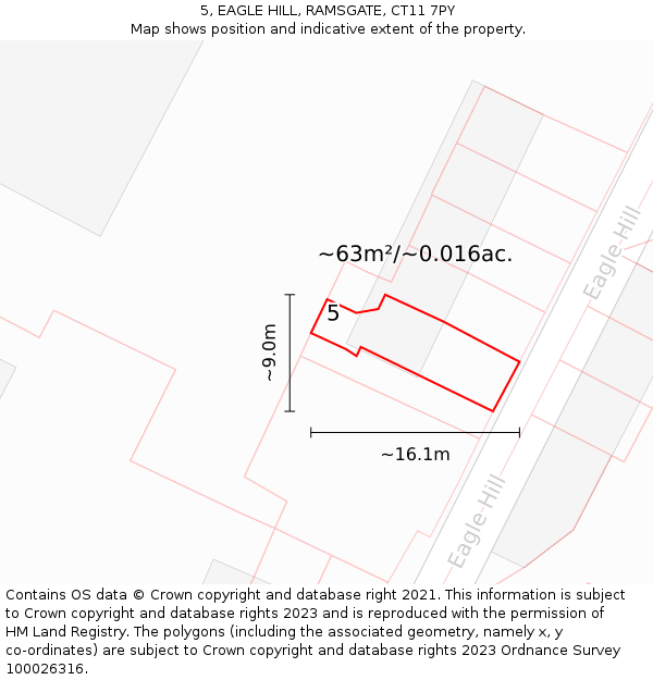 5, EAGLE HILL, RAMSGATE, CT11 7PY: Plot and title map