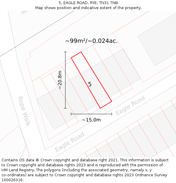5, EAGLE ROAD, RYE, TN31 7NB: Plot and title map