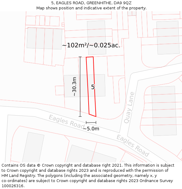 5, EAGLES ROAD, GREENHITHE, DA9 9QZ: Plot and title map