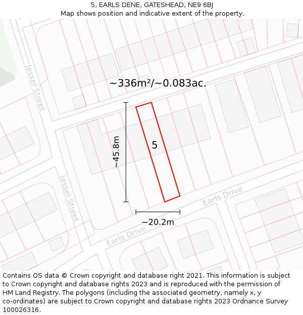 5, EARLS DENE, GATESHEAD, NE9 6BJ: Plot and title map