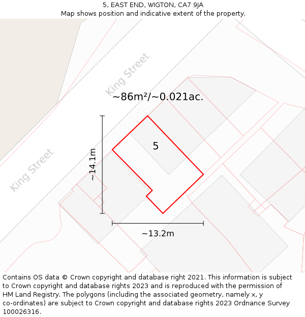 5, EAST END, WIGTON, CA7 9JA: Plot and title map