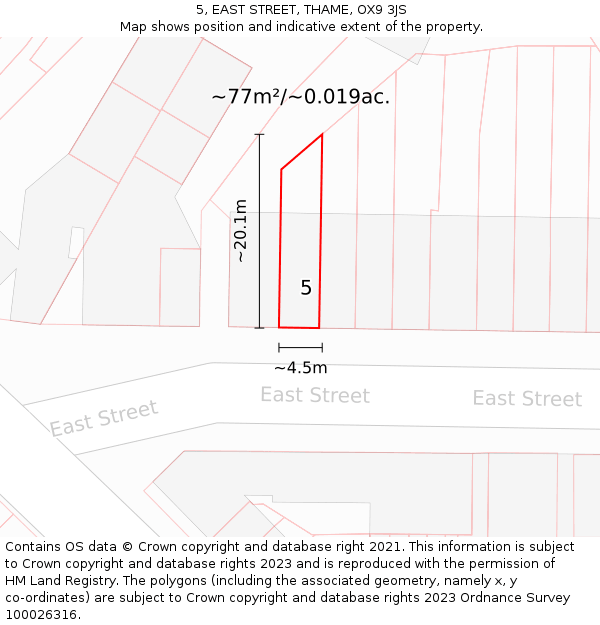 5, EAST STREET, THAME, OX9 3JS: Plot and title map