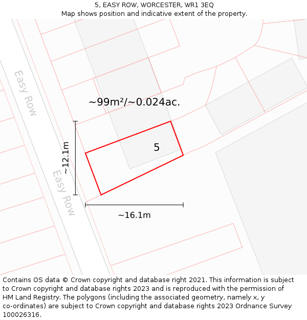 5, EASY ROW, WORCESTER, WR1 3EQ: Plot and title map