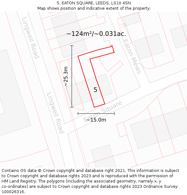 5, EATON SQUARE, LEEDS, LS10 4SN: Plot and title map