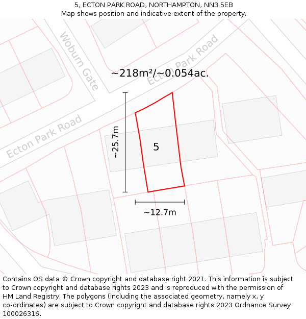 5, ECTON PARK ROAD, NORTHAMPTON, NN3 5EB: Plot and title map