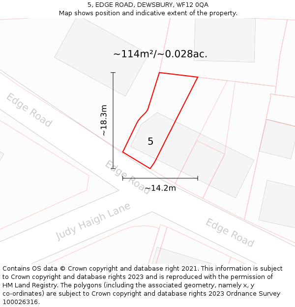 5, EDGE ROAD, DEWSBURY, WF12 0QA: Plot and title map