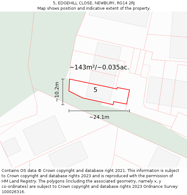 5, EDGEHILL CLOSE, NEWBURY, RG14 2RJ: Plot and title map