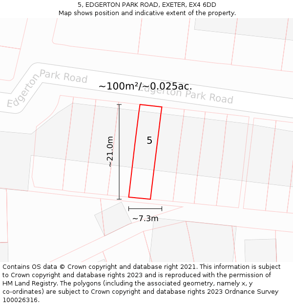 5, EDGERTON PARK ROAD, EXETER, EX4 6DD: Plot and title map