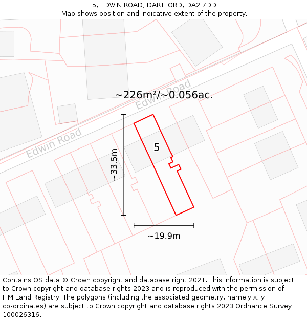 5, EDWIN ROAD, DARTFORD, DA2 7DD: Plot and title map