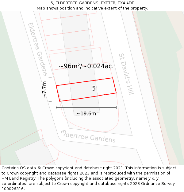 5, ELDERTREE GARDENS, EXETER, EX4 4DE: Plot and title map