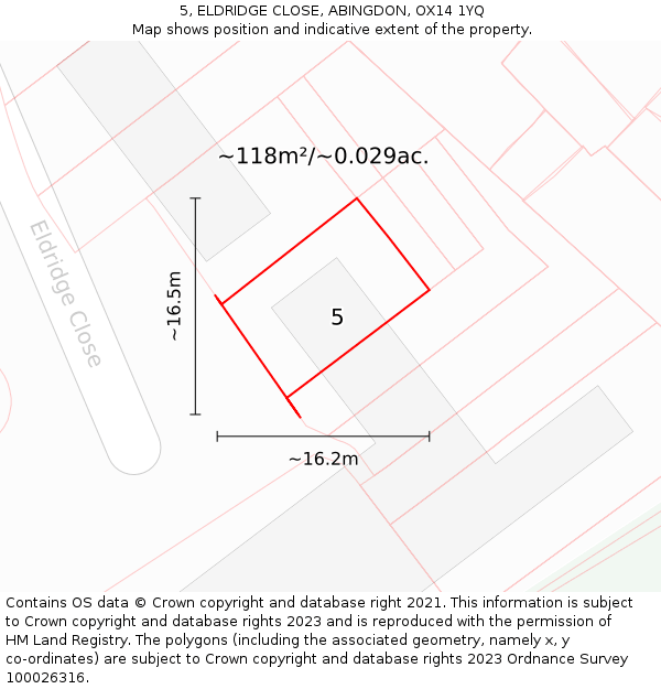 5, ELDRIDGE CLOSE, ABINGDON, OX14 1YQ: Plot and title map