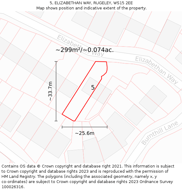 5, ELIZABETHAN WAY, RUGELEY, WS15 2EE: Plot and title map