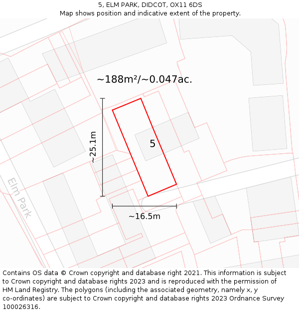 5, ELM PARK, DIDCOT, OX11 6DS: Plot and title map