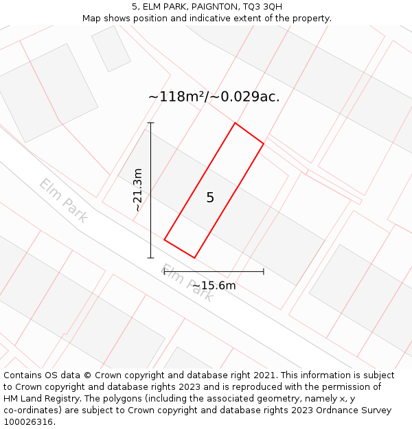 5, ELM PARK, PAIGNTON, TQ3 3QH: Plot and title map