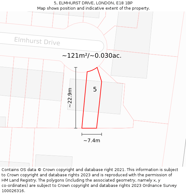 5, ELMHURST DRIVE, LONDON, E18 1BP: Plot and title map