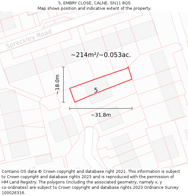 5, EMBRY CLOSE, CALNE, SN11 8QS: Plot and title map