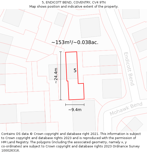 5, ENDICOTT BEND, COVENTRY, CV4 9TN: Plot and title map