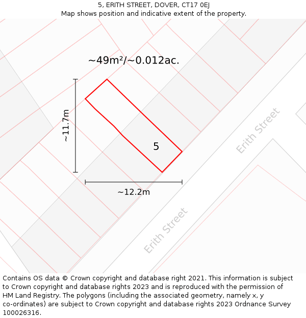 5, ERITH STREET, DOVER, CT17 0EJ: Plot and title map