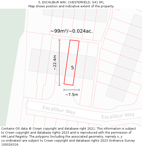 5, EXCALIBUR WAY, CHESTERFIELD, S41 0FL: Plot and title map