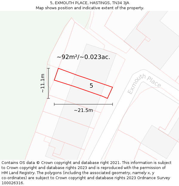 5, EXMOUTH PLACE, HASTINGS, TN34 3JA: Plot and title map
