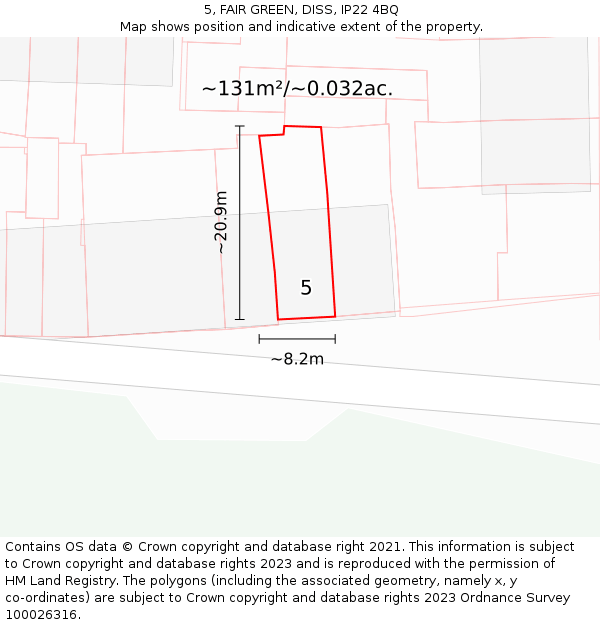 5, FAIR GREEN, DISS, IP22 4BQ: Plot and title map