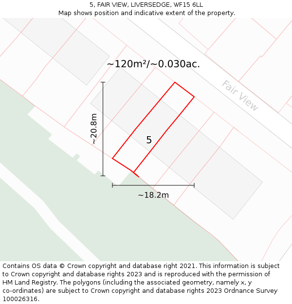 5, FAIR VIEW, LIVERSEDGE, WF15 6LL: Plot and title map
