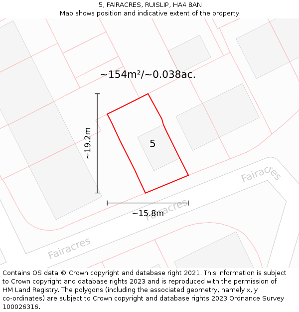 5, FAIRACRES, RUISLIP, HA4 8AN: Plot and title map