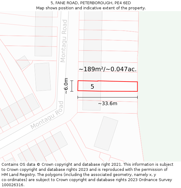 5, FANE ROAD, PETERBOROUGH, PE4 6ED: Plot and title map