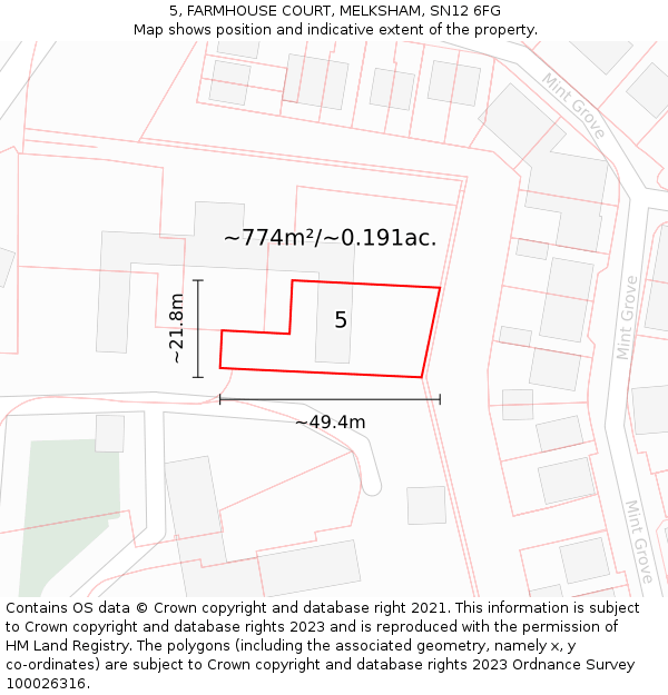 5, FARMHOUSE COURT, MELKSHAM, SN12 6FG: Plot and title map