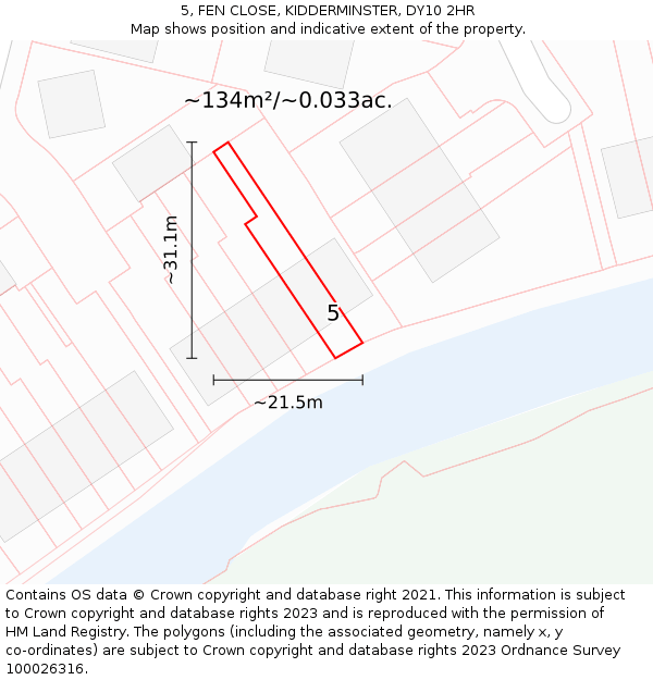 5, FEN CLOSE, KIDDERMINSTER, DY10 2HR: Plot and title map