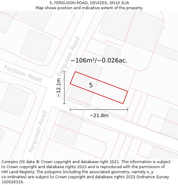 5, FERGUSON ROAD, DEVIZES, SN10 3UA: Plot and title map