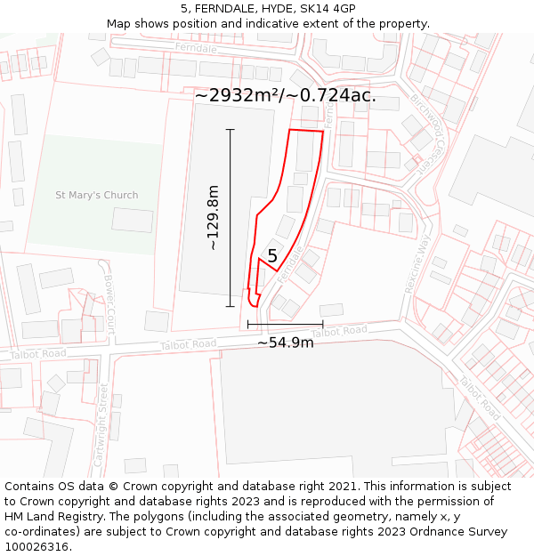 5, FERNDALE, HYDE, SK14 4GP: Plot and title map
