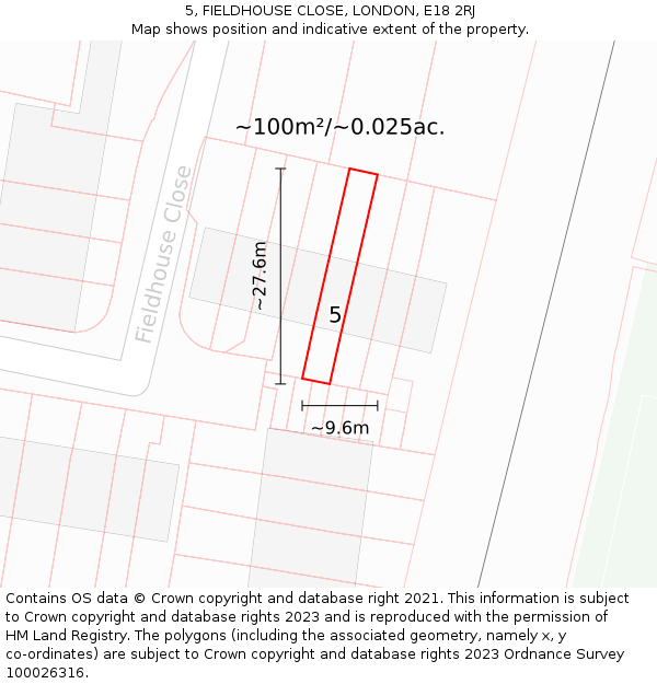 5, FIELDHOUSE CLOSE, LONDON, E18 2RJ: Plot and title map