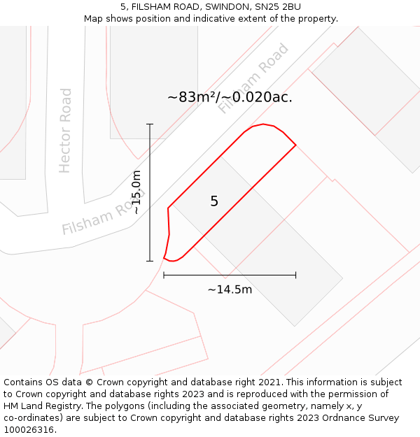 5, FILSHAM ROAD, SWINDON, SN25 2BU: Plot and title map