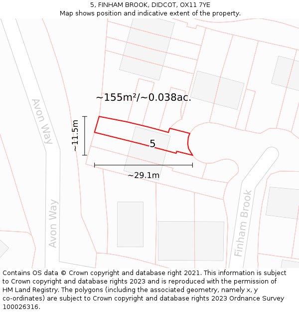 5, FINHAM BROOK, DIDCOT, OX11 7YE: Plot and title map