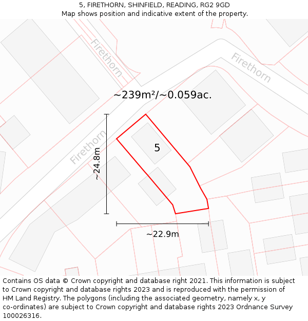 5, FIRETHORN, SHINFIELD, READING, RG2 9GD: Plot and title map