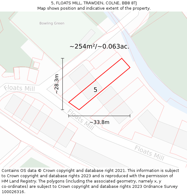 5, FLOATS MILL, TRAWDEN, COLNE, BB8 8TJ: Plot and title map