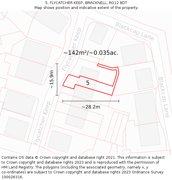5, FLYCATCHER KEEP, BRACKNELL, RG12 8DT: Plot and title map