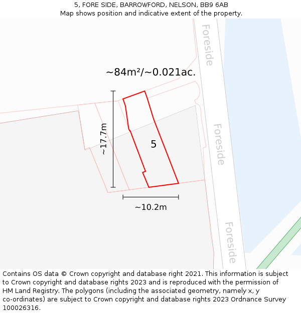 5, FORE SIDE, BARROWFORD, NELSON, BB9 6AB: Plot and title map