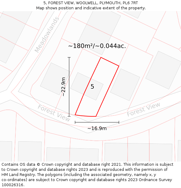 5, FOREST VIEW, WOOLWELL, PLYMOUTH, PL6 7RT: Plot and title map