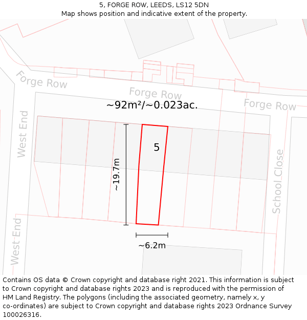 5, FORGE ROW, LEEDS, LS12 5DN: Plot and title map