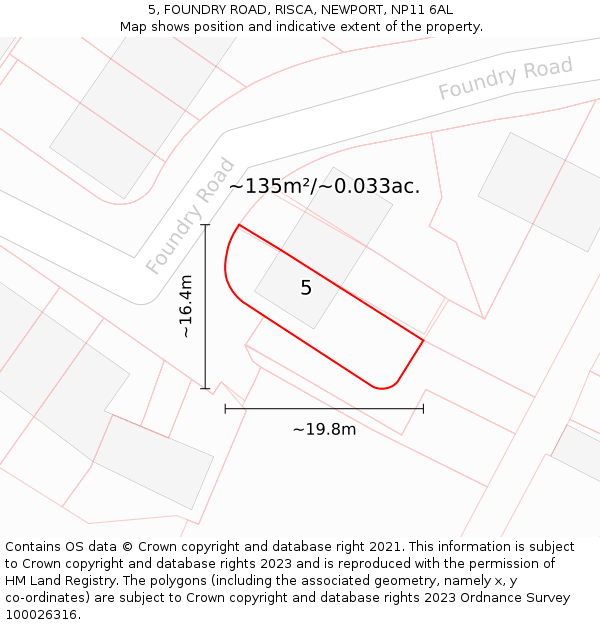5, FOUNDRY ROAD, RISCA, NEWPORT, NP11 6AL: Plot and title map