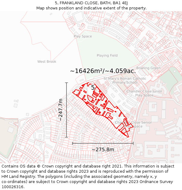 5, FRANKLAND CLOSE, BATH, BA1 4EJ: Plot and title map