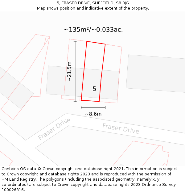 5, FRASER DRIVE, SHEFFIELD, S8 0JG: Plot and title map