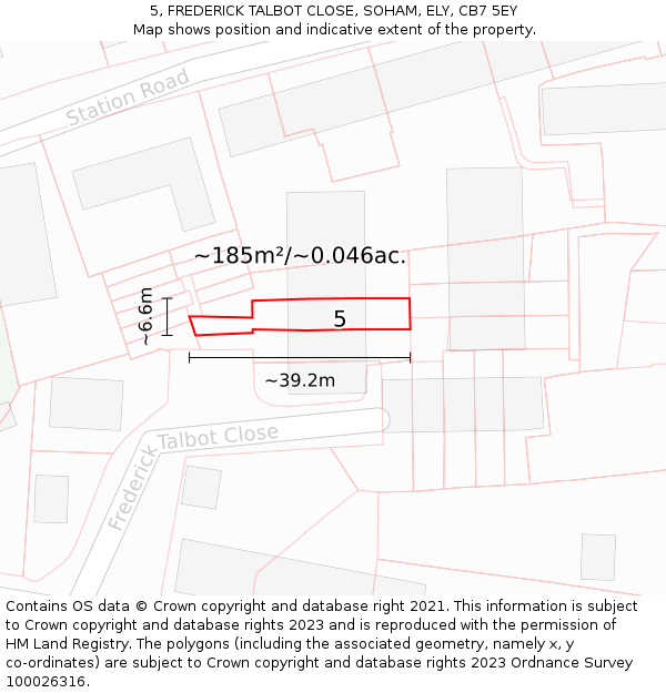 5, FREDERICK TALBOT CLOSE, SOHAM, ELY, CB7 5EY: Plot and title map