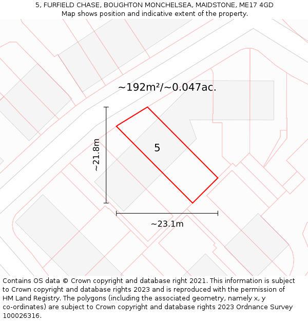5, FURFIELD CHASE, BOUGHTON MONCHELSEA, MAIDSTONE, ME17 4GD: Plot and title map