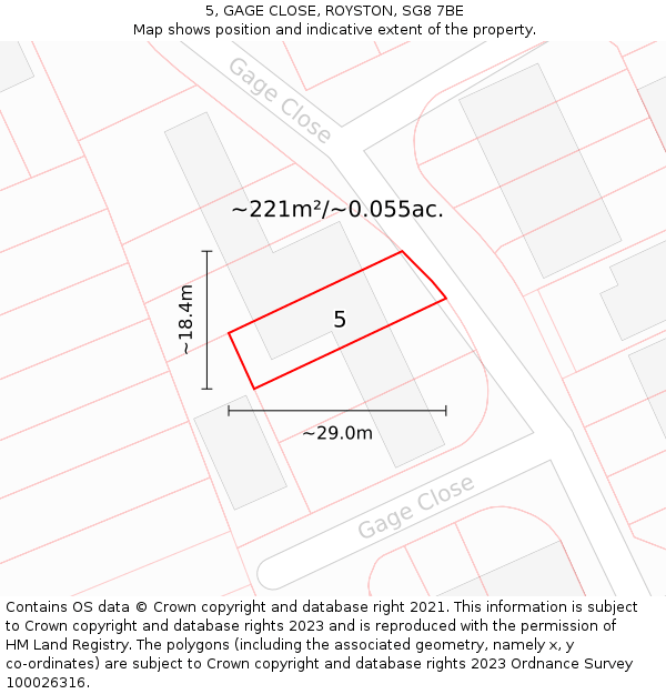 5, GAGE CLOSE, ROYSTON, SG8 7BE: Plot and title map