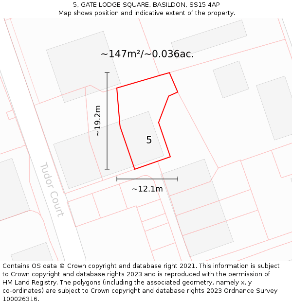 5, GATE LODGE SQUARE, BASILDON, SS15 4AP: Plot and title map