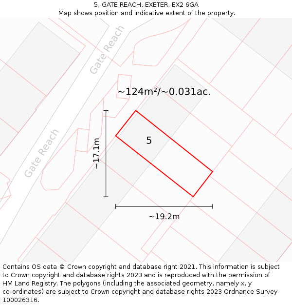 5, GATE REACH, EXETER, EX2 6GA: Plot and title map
