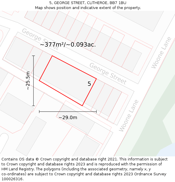 5, GEORGE STREET, CLITHEROE, BB7 1BU: Plot and title map